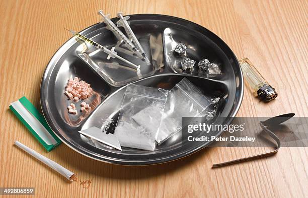 drug user's stash - illegal drugs stock pictures, royalty-free photos & images