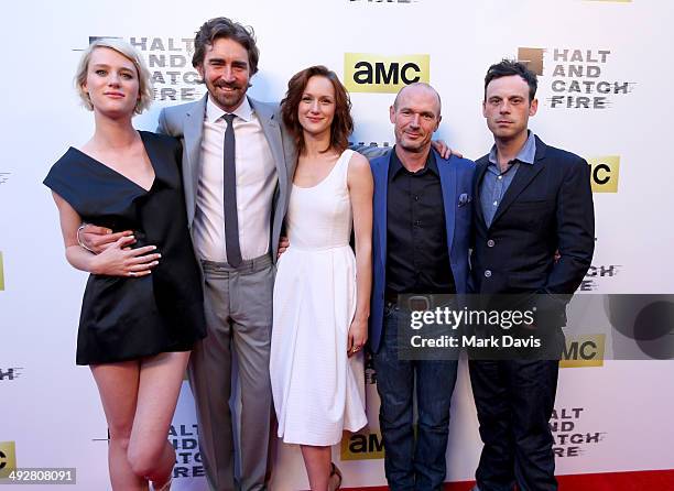 Actors Mackenzie Davis, Lee Pace, Kerry Bishe, Toby Huss and Scoot McNairy attend AMC's new series "Halt And Catch Fire" Los Angeles Premiere at...