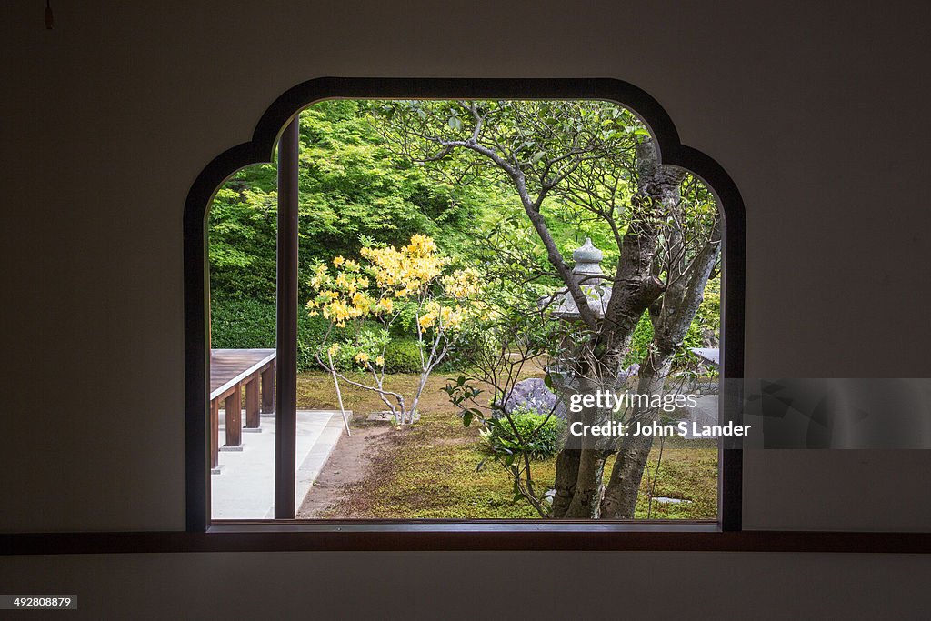 Genko-an garden plants and stones are arranged to create an...