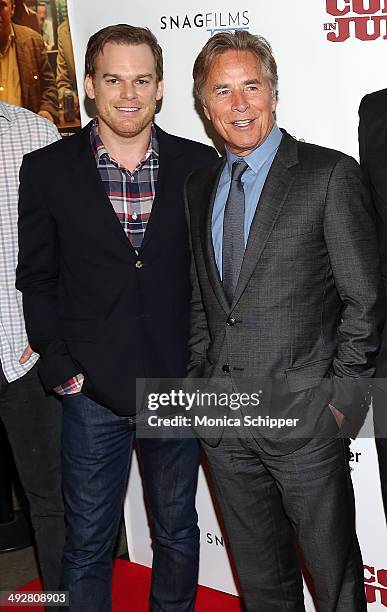 Actors Michael C Hall and Don Johnson attend "Cold In July" screening on May 21, 2014 in New York City.