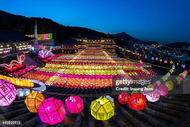 buddha's birthday lanterns. - buddha's birthday stock pictures, royalty-free photos & images