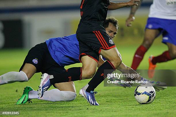 Marcelo Lomba of Bahia during the match between Flamengo and Bahia as part of Brazilian Series A 2014 at Claudio Moacyr Stadium on May 21, 2014 in...