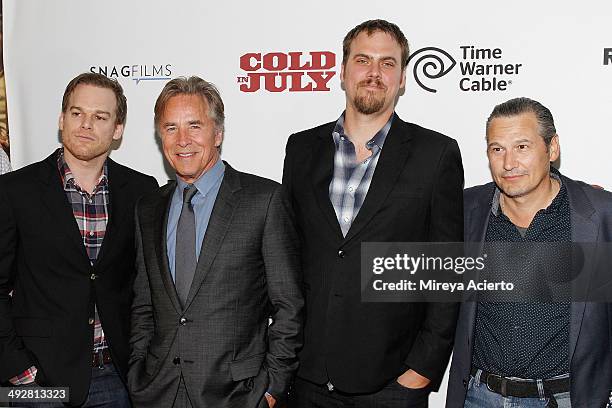 Michael C. Hall, Don Johnson, Jim Mickle and Nick Damici attend "Cold In July" screening at Solar One on May 21, 2014 in New York City.