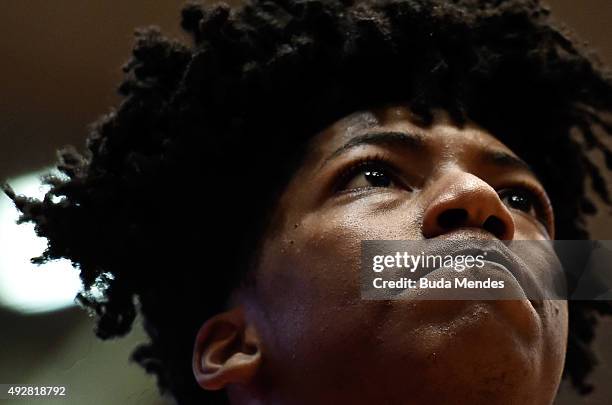 Elfrid Payton of Orlando Magic looks on during a NBA Global Games Rio 2015 - Practice Day on October 15, 2015 in Rio de Janeiro, Brazil.