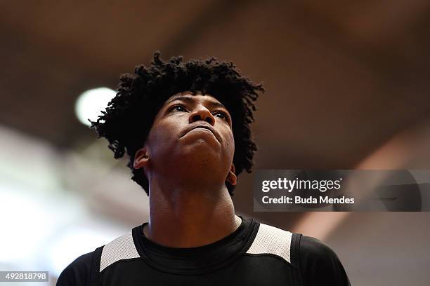 Elfrid Payton of Orlando Magic looks on during a NBA Global Games Rio 2015 - Practice Day on October 15, 2015 in Rio de Janeiro, Brazil.