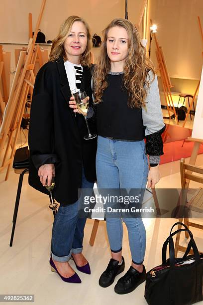 Sarah Mower and her daughter Chloe attend the Christopher Kane Art Class 2015 at Christopher Kane Flagship 6-7 Mount Street on October 15, 2015 in...