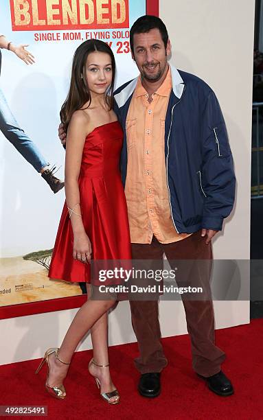 Actors Emma Fuhrmann and Adam Sandler attend the Los Angeles premiere of "Blended" at the TCL Chinese Theatre on May 21, 2014 in Hollywood,...