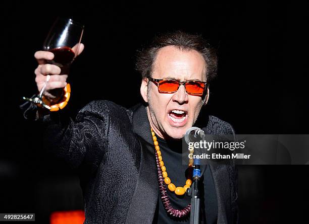 Actor Nicolas Cage introduces Guns N' Roses at The Joint inside the Hard Rock Hotel & Casino during the opening night of the band's second residency,...