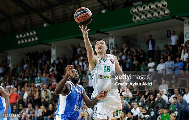 Emir Preldzic, #55 of Darussafaka Dogus Istanbul in action during the Turkish Airlines Euroleague Basketball Regular Season Date 1 game Darussafaka...