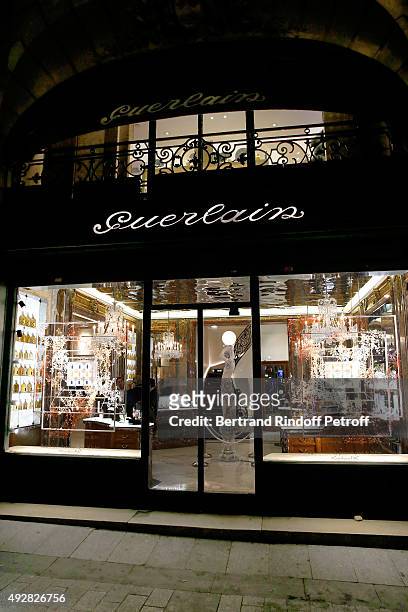 Illustration view of the Guerlain Flagship Store, Avenue des Champs-Elysees during the Opening of the 'Genre Ideal' Exhibition at Guerlain Flagship...