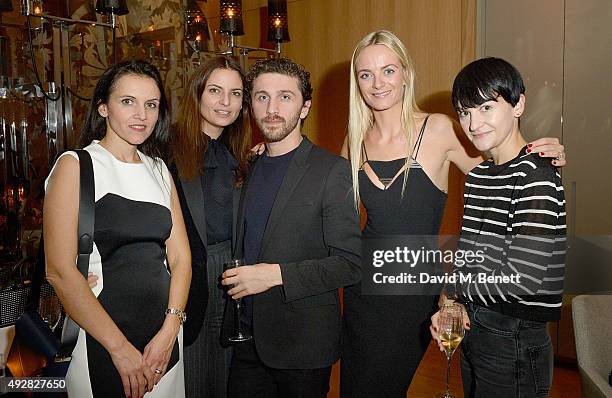 Sandrine Groslier, Gabriele Hackworthy, David Korma, Virginie Courtin Clarins and Kay Barron attend the Frieze Dinner hosted by Mugler for their...