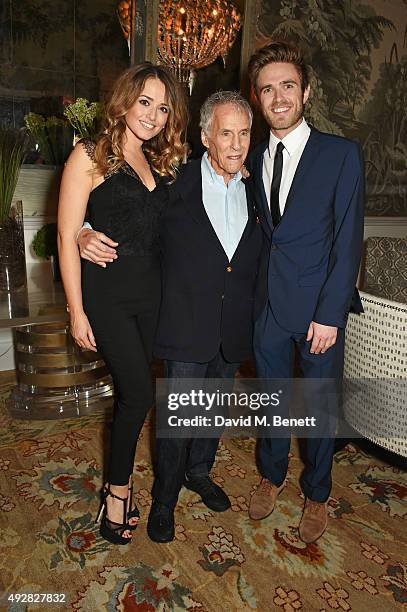 Burt Bacharach poses with cast members Stephanie McKeon and Kyle Riabko at the press night after party for "Close To You: Bacharach Reimagined" at...