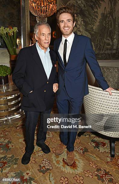 Burt Bacharach poses with cast member and co-conceiver Kyle Riabko at the press night after party for "Close To You: Bacharach Reimagined" at The...