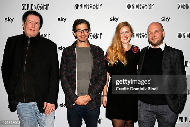 Des Doyle, Shachar Magen, Simone Schellmann and Christopher Buechele attend the opening night of the festival for German TV shows 'Seriencamp' at HFF...