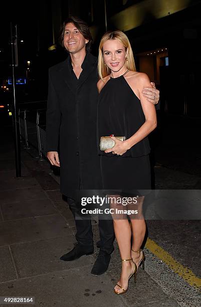 Chris Hughes and Amanda Holden attend Ant and Dec's joint 40th Birthday party at Kensington Roof Gardens on October 15, 2015 in London, England.