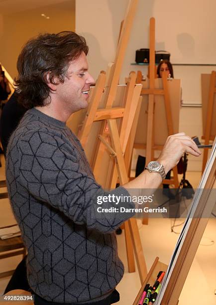 Designer Christopher Kane attends the Christopher Kane Art Class 2015 at Christopher Kane Flagship 6-7 Mount Street on October 15, 2015 in London,...