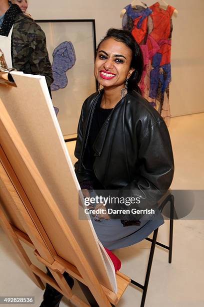 Hind Matar attends the Christopher Kane Art Class 2015 at Christopher Kane Flagship 6-7 Mount Street on October 15, 2015 in London, England.