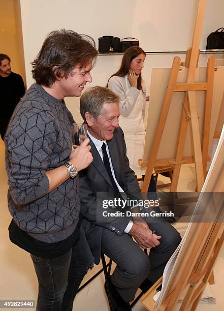 Architect John Pawson and designer Christopher Kane attend the Christopher Kane Art Class 2015 at Christopher Kane Flagship 6-7 Mount Street on...