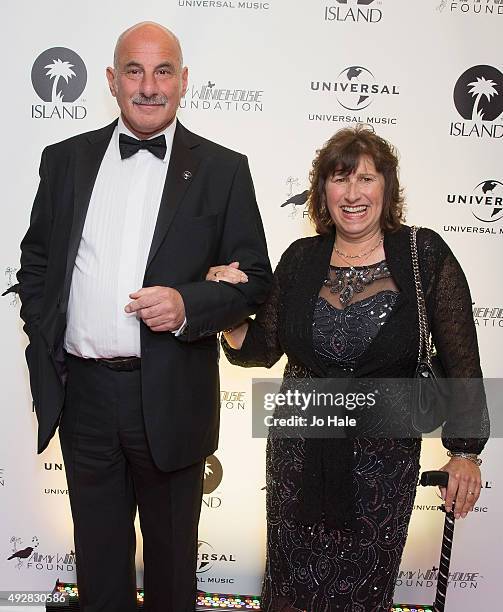 Janis Seaton, Amy's Mother, attends the Amy Winehouse Foundation Gala Red Carpet at The Savoy Hotel on October 15, 2015 in London, England.