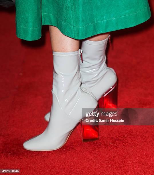 Agyness Deyn, shoe detail, attends a screening of "Sunset Song" during the BFI London Film Festival at Vue West End on October 15, 2015 in London,...