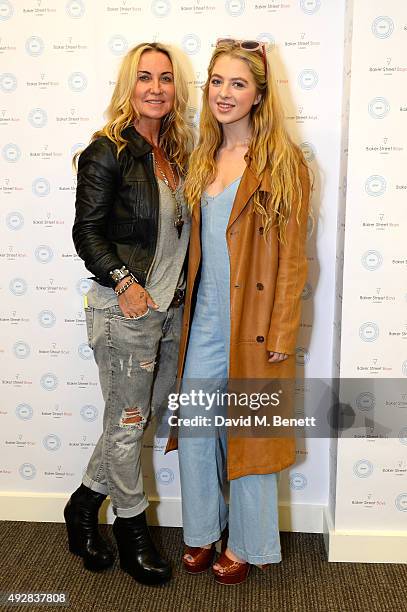 Meg Mathews and Anais Gallagher attend as Meg Mathews and Baker Street Boys launch "The Line" collection exhibition at Robin Partington & Partners on...