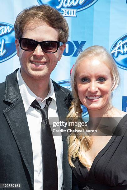 Singer Scott MacIntyre and Christina MacIntyre arrive at the American Idol XIII grand finale at Nokia Theatre L.A. Live on May 21, 2014 in Los...