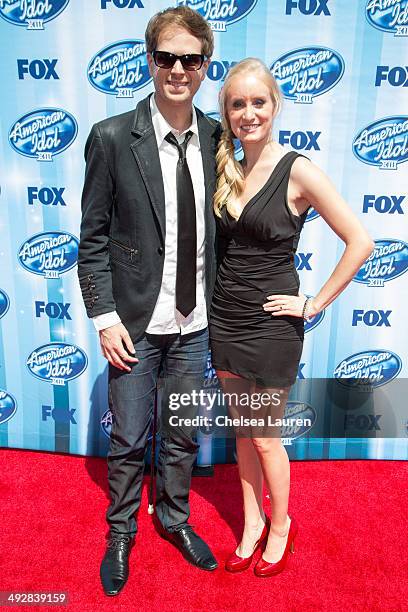 Singer Scott MacIntyre and Christina MacIntyre arrive at the American Idol XIII grand finale at Nokia Theatre L.A. Live on May 21, 2014 in Los...