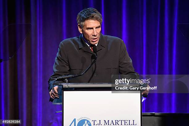 Radio Personality Mark Goodman speaks onstage at the T.J. Martell 40th Anniversary NY Gala at Cipriani Wall Street on October 15, 2015 in New York...
