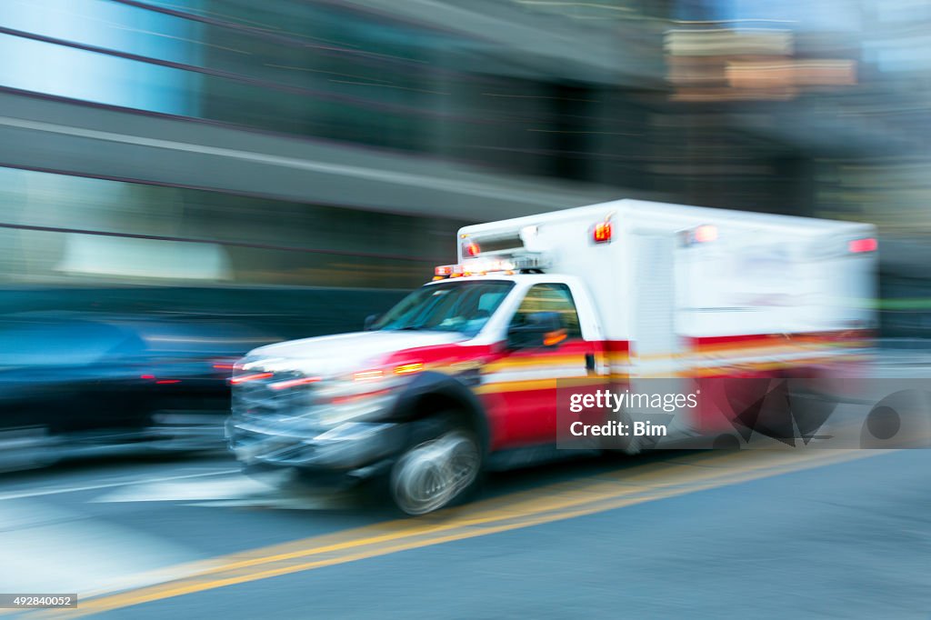 Ambulance Speeding in New York, Blurred Motion