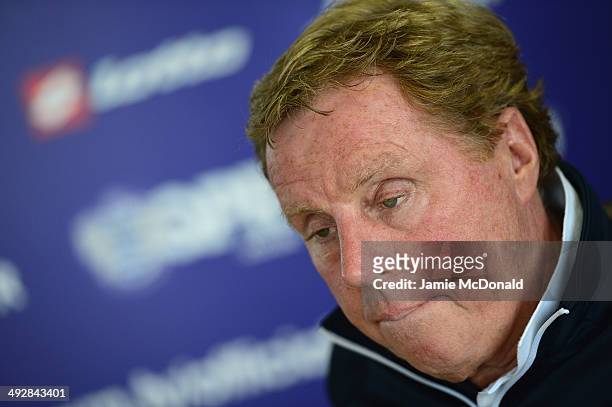 Harry Redknapp, Manager of Queens Park Rangers talks to the media during a Queens Park Rangers press conference on May 22, 2014 in Harlington,...