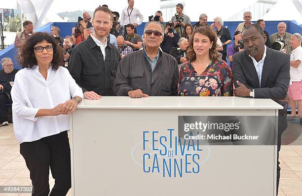 Directors Daniela Thomas, Joachim Trier, Abbas Kiarostami, Noemie Lvovsky and Mahamat Saleh Haroun attend the Short Films Jury photocall during the...