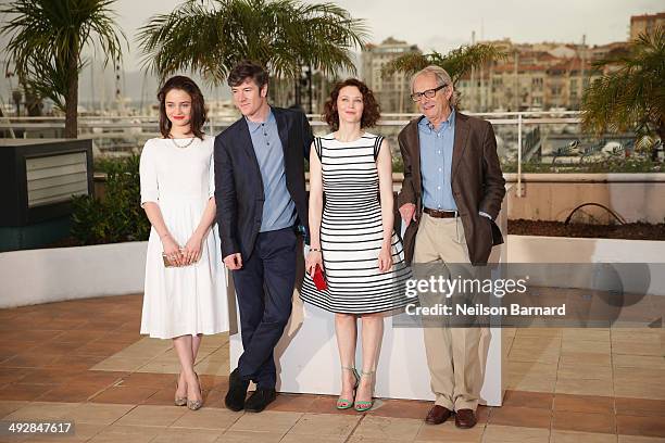 Actress Aisling Francios, actor Barry Ward, actress Simone Kirby and director Ken Loach attend the "Jimmy's Hall" photocall during the 67th Annual...