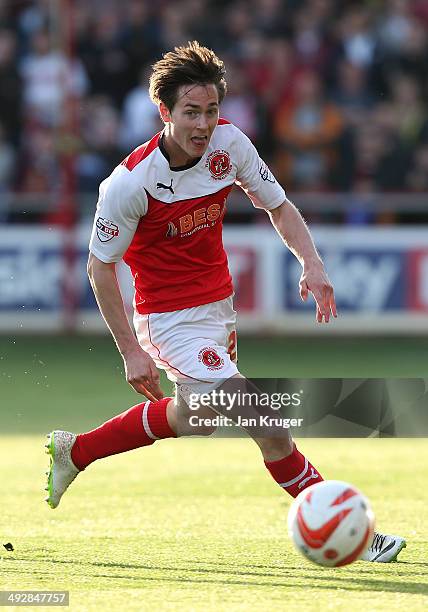 Josh Morris of Fleetwood Town in action during the Sky Bet League Two play off Semi Final second leg match between Fleetwood Town and York City at...