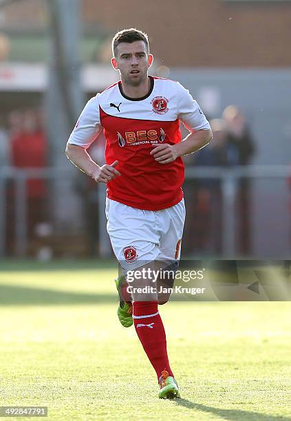 Steven Schumacher of Fleetwood Town in action during the Sky Bet League Two play off Semi Final second leg match between Fleetwood Town and York City...