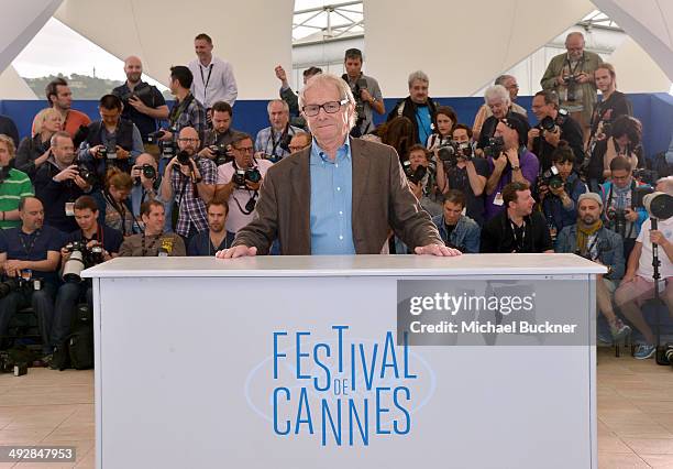 Director Ken Loach attends the "Jimmy's Hall" photocall during the 67th Annual Cannes Film Festival on May 22, 2014 in Cannes, France.