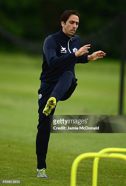 Yossi Benayoun of Queens Park Rangers warms up during a Queens Park Rangers training session on May 22, 2014 in Harlington, England.