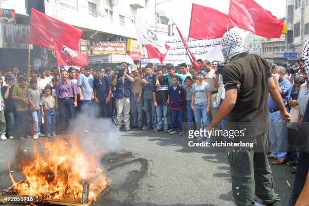 second intifada first anniversary, ramallah, sept, 28, 2001 - rebel stock pictures, royalty-free photos & images