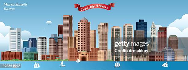 boston skyline - boston dusk stock illustrations