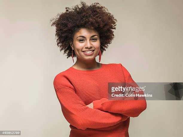 portrait of young black female - afro hairstyle stock pictures, royalty-free photos & images