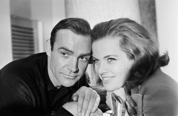 Portrait of James Bond actors Sean Connery and Honor Blackman, to promote the film 'Goldfinger', 1964.