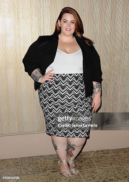 Model Tess Holliday attends the Dinner With a Cause 18th annual gala at JW Marriott Los Angeles at L.A. LIVE on October 15, 2015 in Los Angeles,...