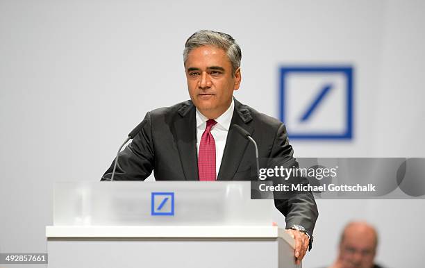 Of Deutsche Bank, Anshu Jain, attends the annual general meeting of Deutsche Bank on May 22, 2014 in Frankfurt, Germany.