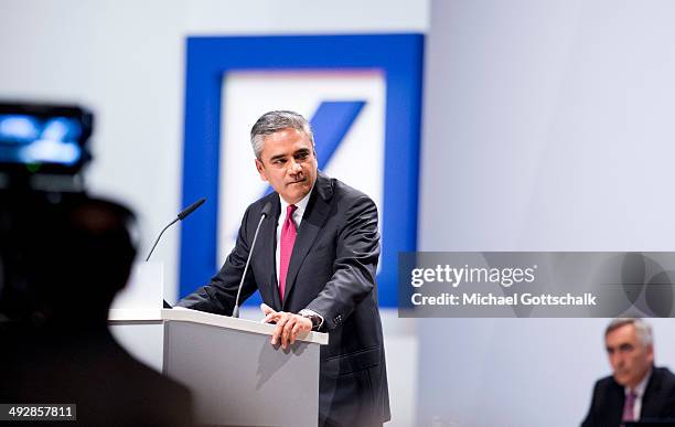 Of Deutsche Bank, Anshu Jain, attends the annual general meeting of Deutsche Bank on May 22, 2014 in Frankfurt, Germany.