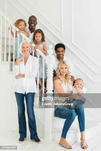 three generation multiracial family - step sibling stock pictures, royalty-free photos & images