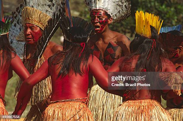 Yawanawa indigenous people dancing. Cultural traditions. Brazil.