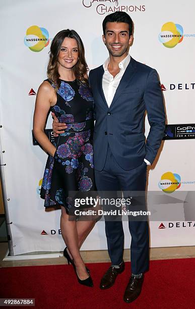 Actor Justin Baldoni and wife actress Emily Baldoni attend the CoachArt 2015 Gala of Champions at The Beverly Hilton Hotel on October 15, 2015 in...