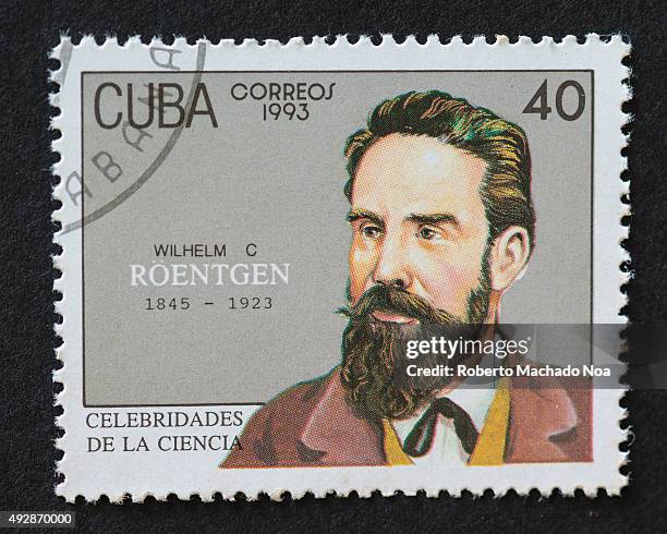 Cuban 1993 stamp from the series 'Celebrities of Science' commemorating the life of Wilhelm C Roentgen. Wilhelm C Roentgen , was a German physicist,...