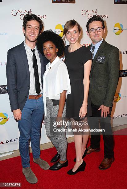 Actors Mike Castle, Diona Reasonover, Lauren Lapkus and Matt Cook attend the CoachArt 'Gala of Champions' at The Beverly Hilton Hotel on October 15,...