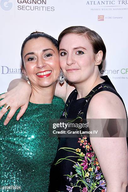 Founder and CEO of GEMS Rachel Lloyd and Lena Dunham attend the GEMS' 2015 Love Revolution Gala at Pier 59 on October 15, 2015 in New York City.