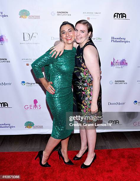 Founder and CEO of GEMS Rachel Lloyd and Lena Dunham attend the GEMS' 2015 Love Revolution Gala at Pier 59 on October 15, 2015 in New York City.